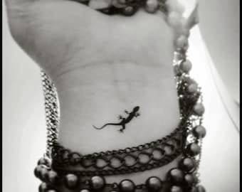 Gecko temporary tattoos set of 4 small tattoos fake tattoos tiny tattoos