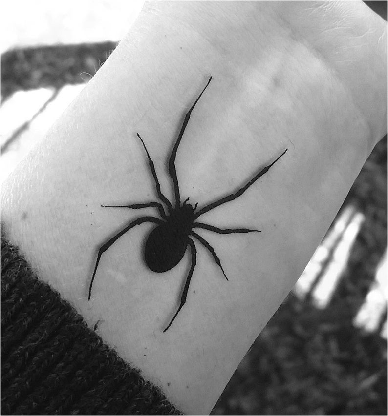 Temporary Tattoo Spider Tattoos Fake Tattoos Black Widow Spider Etsy