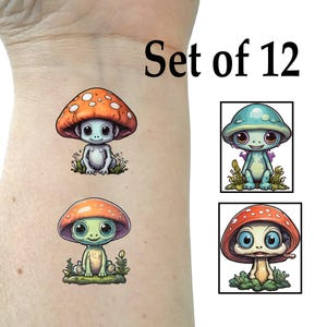Cute Toad Alien temporary tattoos  birthday gift party favors friend gift small tattoo fake  tattoo gift for child Toad Frog tattoo tiny set