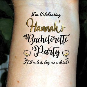 Bachelorette tattoos, Bachelorette party tattoo, custom tattoos, temporary tattoos, personalized tattoos, gold tattoos