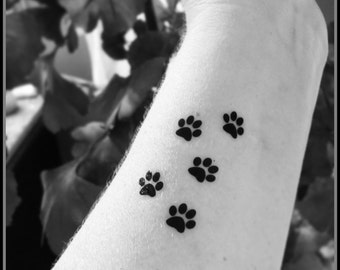 Tiny paw prints set of 5 temporary tattoos fake tattoos animal tattoos