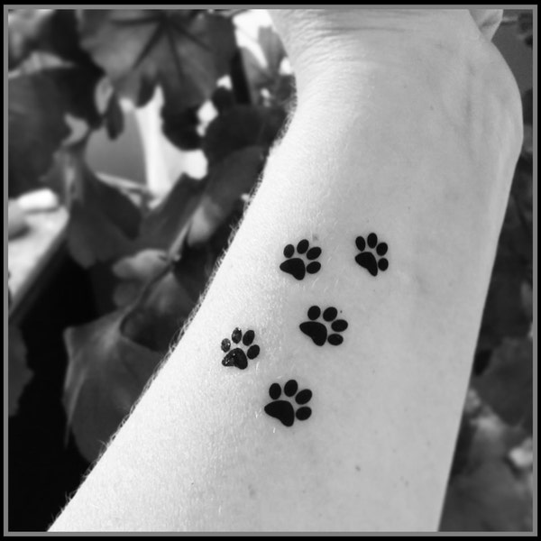 Tiny paw prints set of 5 temporary tattoos fake tattoos animal tattoos