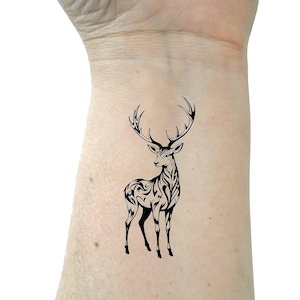 Tribal Deer temporary tattoos set of two tattoos birthday gift  friend gift small tattoo fake temporary tattoo gift for her gift for him