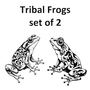 Tribal Frog temporary tattoos set of two tattoos  birthday gift  friend gift small tattoos fake temporary tattoo gift for her gift for him