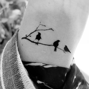 birds on a limb tattoo temporary tattoo birds sitting on a branch fake tattoos