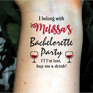 Bachelorette tattoos Custom tattoos personalized tattoo bridesmaid tattoos Bachelorette party tattoo temporary tattoos