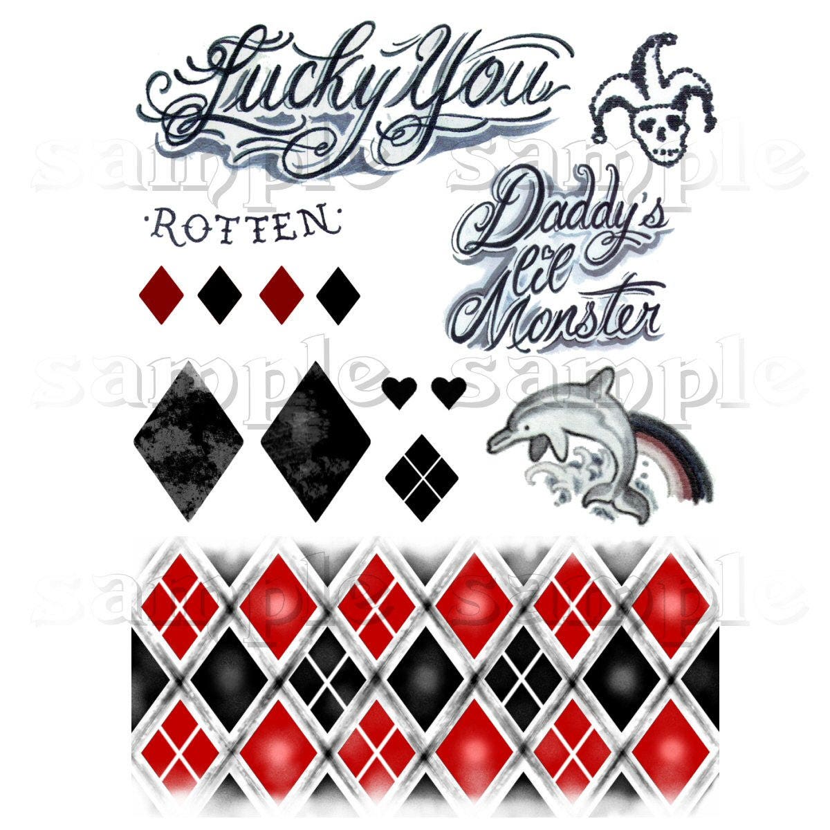 Buy Harley Quinn Temporary Tattoos Cosplay Tattoos Suicide Squad Online in India - Etsy Buy Harley Quinn Temporary Tattoos Cosplay Tattoos Suicide Squad Online in India - Etsy