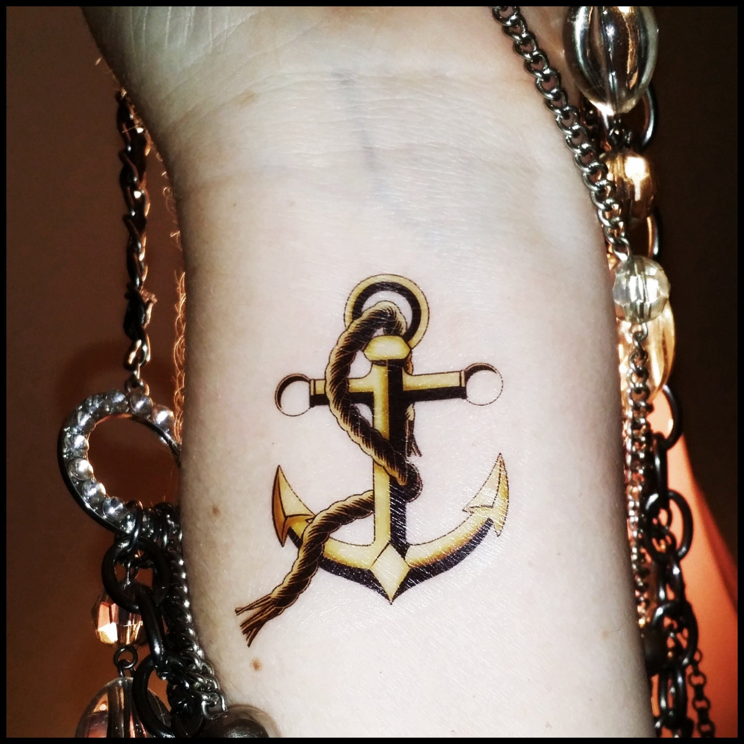 Anchor tattoo fake tattoo temporary tattoos anchor with rope Etsy