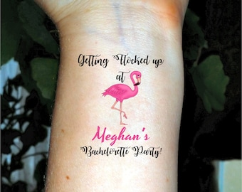 Bachelorette tattoos, Flamingo bachelorette, bachelorette party, flamingo tattoos, bride tattoo, temporary tattoos, custom tattoos