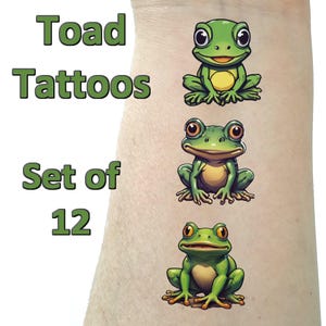 Cute frog temporary tattoos set of three  birthday gift party favors friend gift small tattoo fake  tattoo gift for her Toad Frog tattoo set