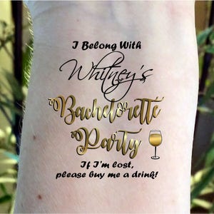 Bachelorette party tattoos custom tattoo personalized tattoos bachelorette tattoo temporary tattoo gold tattoos