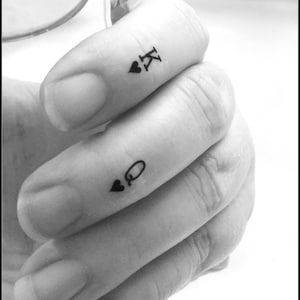 Tiny tattoos King of hearts and Queen of hearts temporary tattoos his and hers tattoos