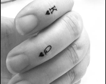 Tiny tattoos King of hearts and Queen of hearts temporary tattoos his and hers tattoos
