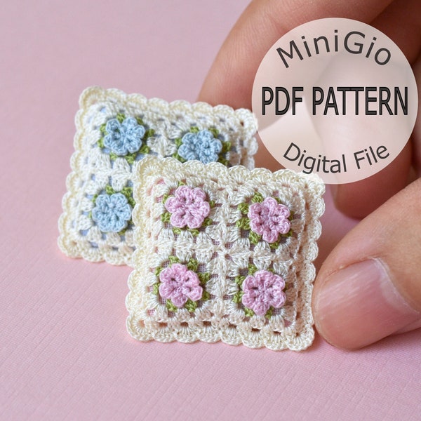 PDF Pattern - Dollhouse pillow with flowers - digital file pattern minigio