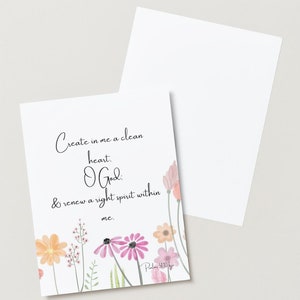 Floral Scripture Art Print, Psalm 51:10 kjv, instant download wall art