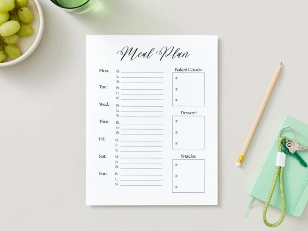 Printable Weekly Meal Planner, Digital Download - Etsy
