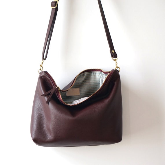 plum leather purse