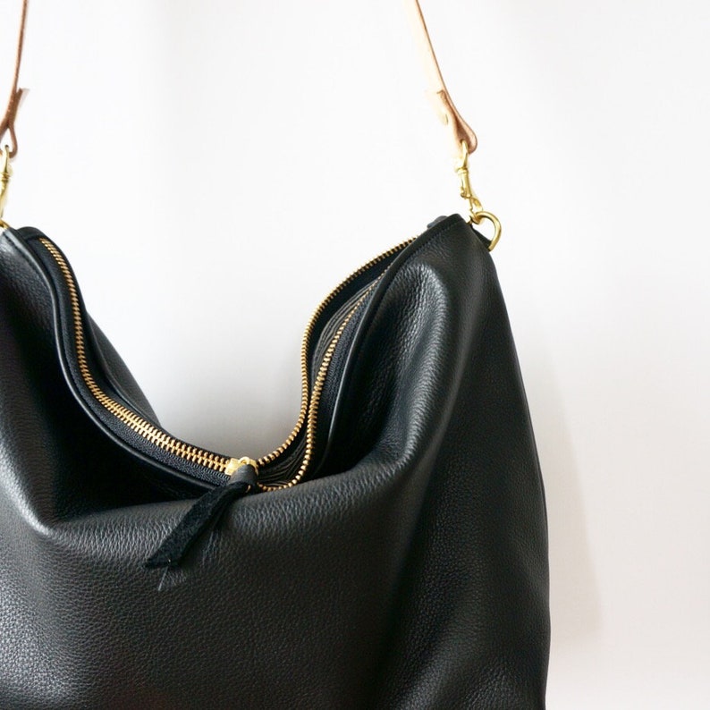 Black Leather Hobo / Crossbody Casual Simple Purse / Hobo Bag Etsy