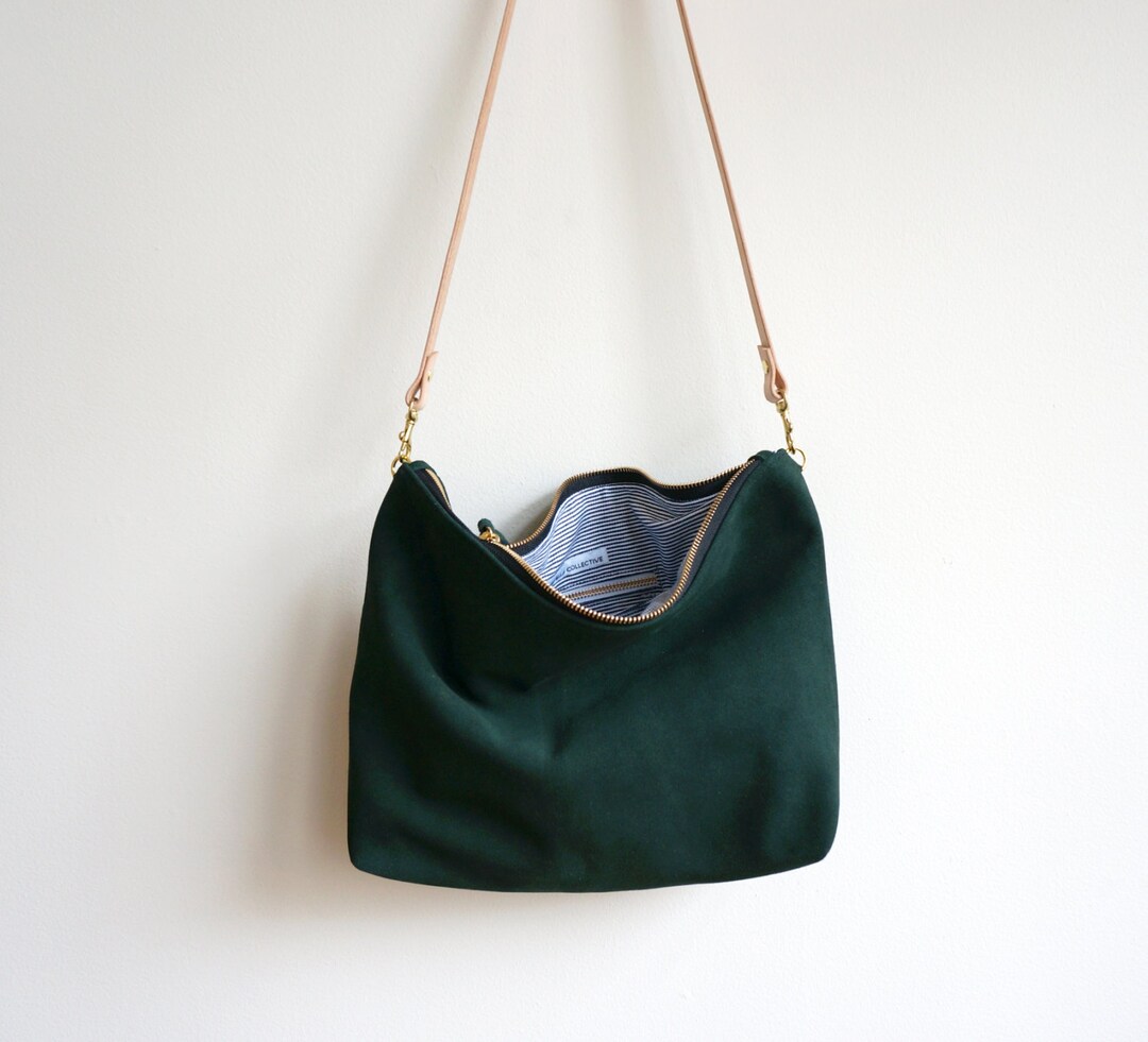 Green Suede Hobo Bag / Crossbody Purse / Day to Night Bag / - Etsy