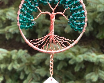 Tree of Life Sun Catcher,Hanging Tree Window Ornament,Glass Ornament,Jade Crystal Window Hanging,House Warming Gift