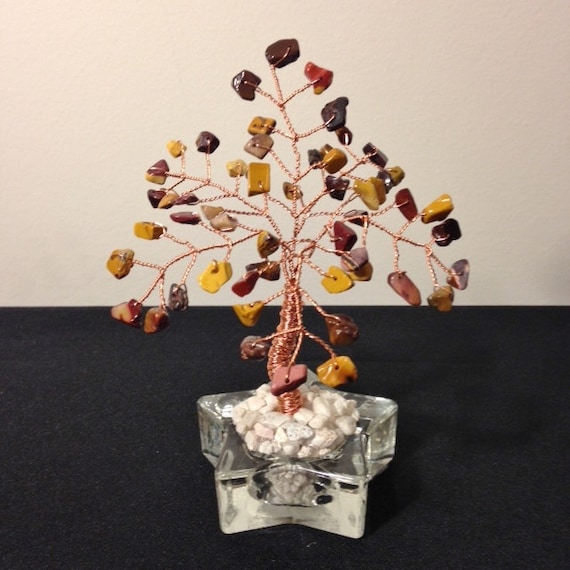 Mookaite Gemstone Wire Bonsai Tree Of Life Feng Shui Healing Tree Crystal Tree Wire Tree Sculpture Twisted Wire Art Crystal Gemstone Tree - 