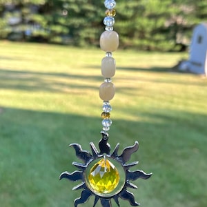 Rear View Mirror Gemstone Car Charm,Sun Window Sun Catcher,Car Accessory,Citrine Gemstones,Car Suncatcher,Driver Friend Gift,Mirror Hanging