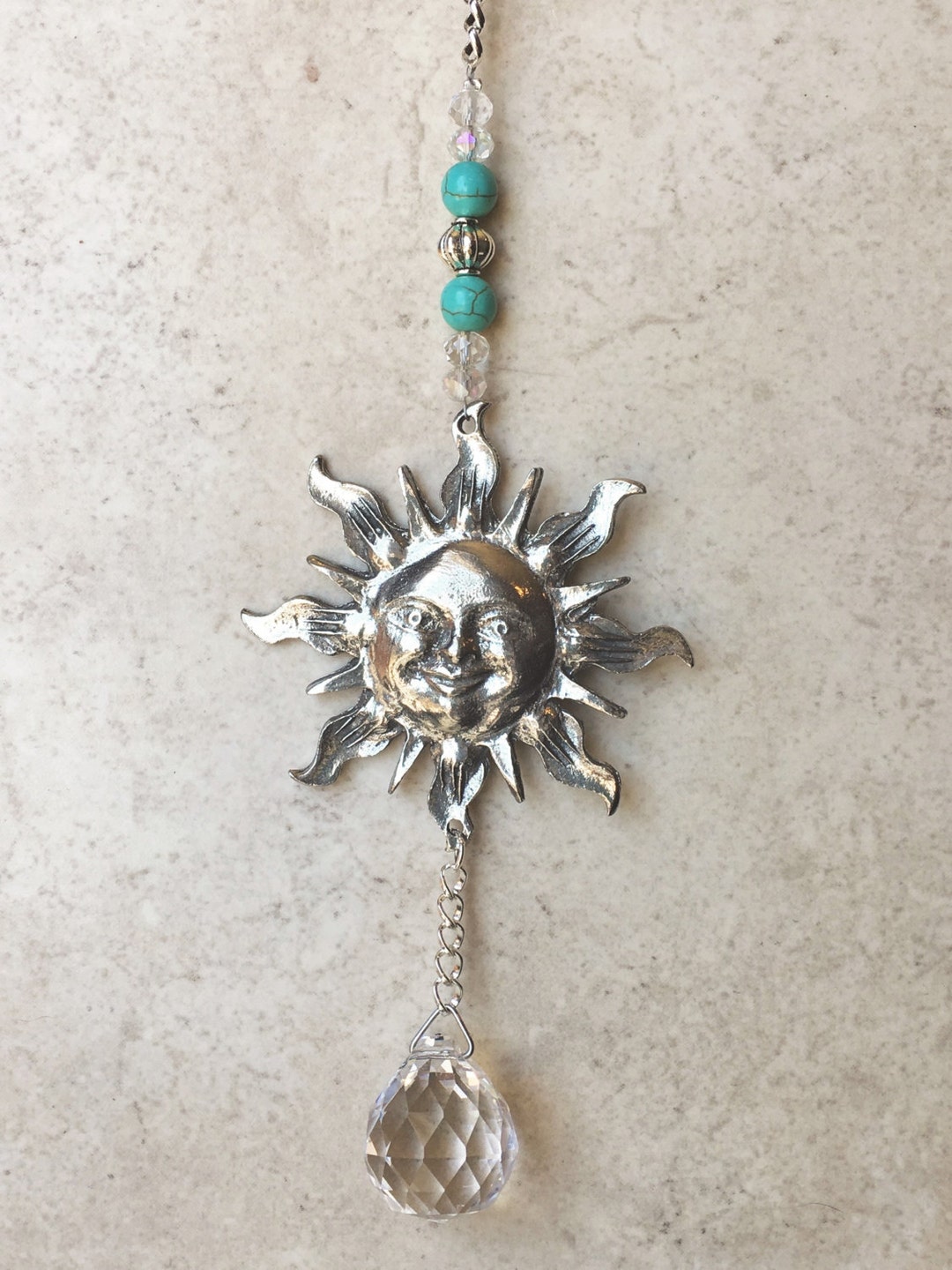 Rear View Mirror Crystal Car Charm,pewter Sun Window Sun Catcher
