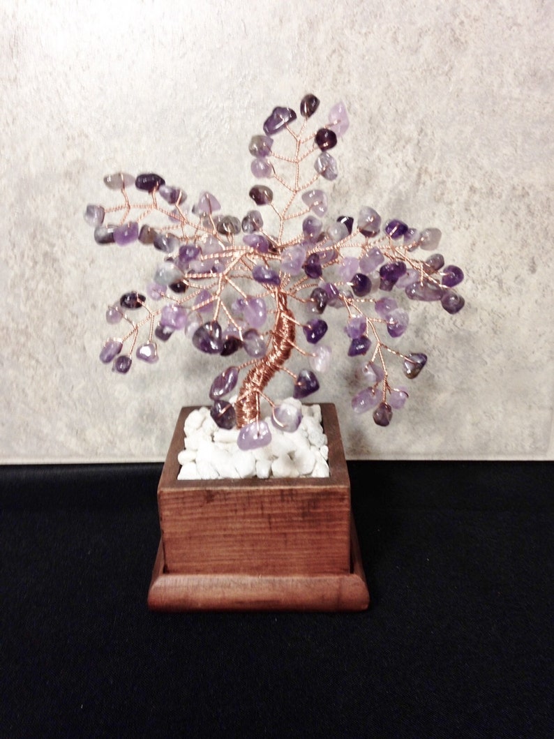 Amethyst Crystal Gemstone Bonsai Tree Of LifeFeng ShuiWire Etsy