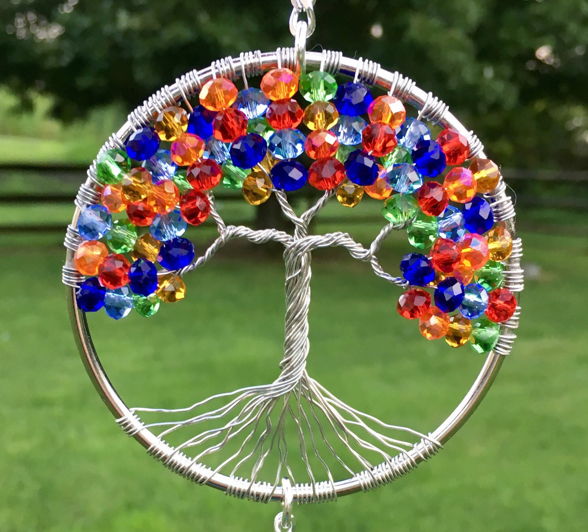 Chakra Crystal Window Suncatcher Tree of Life Ornamentbeaded Etsy Canada