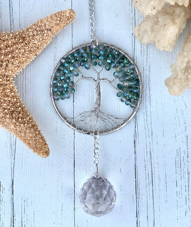 Crystal Tree of Life Sun Catcher Glass Bead Window Ornament Etsy