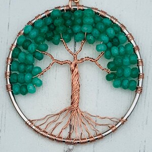Gemstone Tree Of Life Suncatcher,Crystal Window Hanging,Green Aventurine Sun Catcher Prism,Gemstone Family Tree,Garden Hanging Ornament