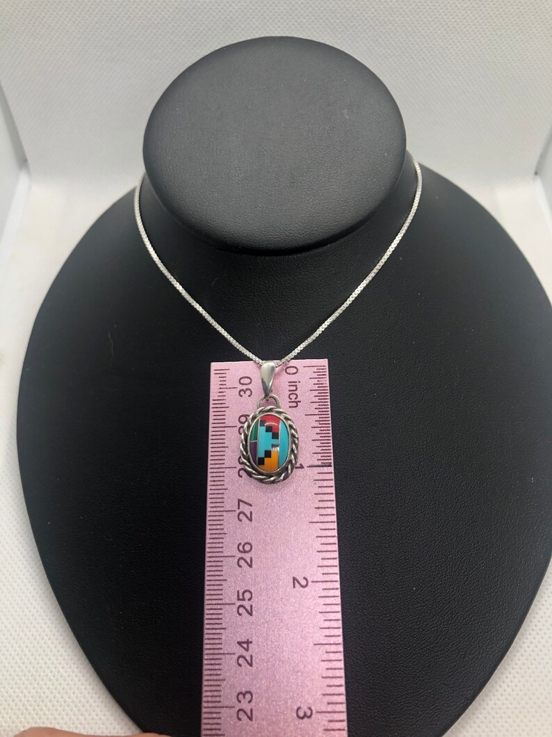 Multi-stone InlaySterling silver penant