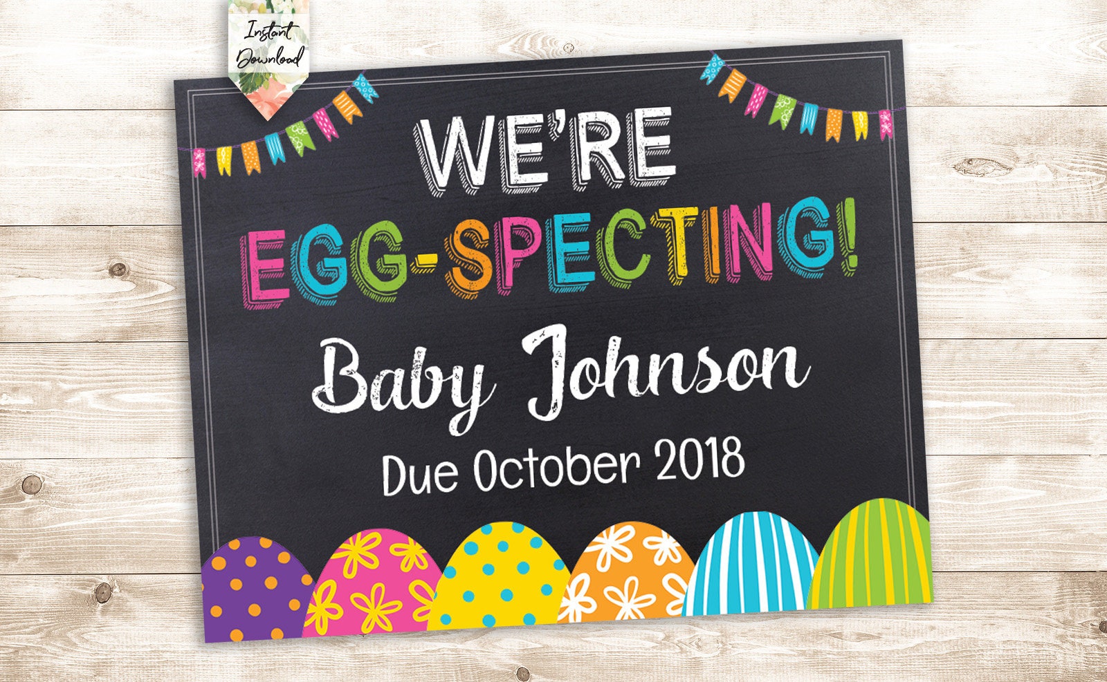 Editable Easter Baby Announcement Editable Template INSTANT Etsy