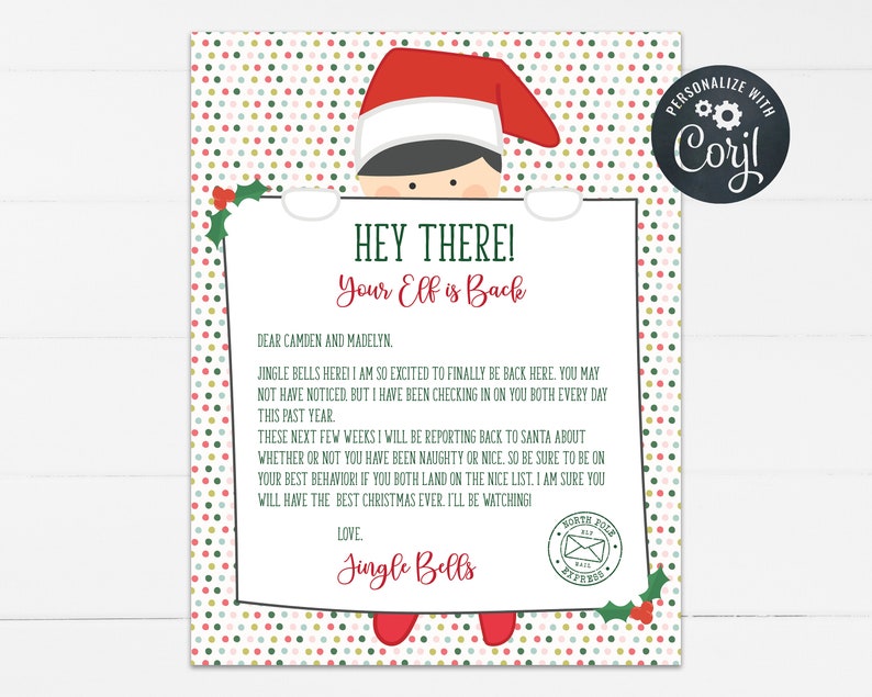 Custom Elf Return Letter for Christmas Editable Elf is Back Etsy