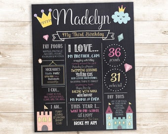 Princess Birthday Chalkboard, Princess Birthday Sign, Birthday Sign, Chalkboard Poster, Princess Birthday, Princess, Castle, DIGITAL FILE