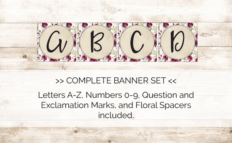Digital File Instant Download Printable Floral Banner Burgundy Florals Fall Floral Printable Banner Bridal Shower Banner