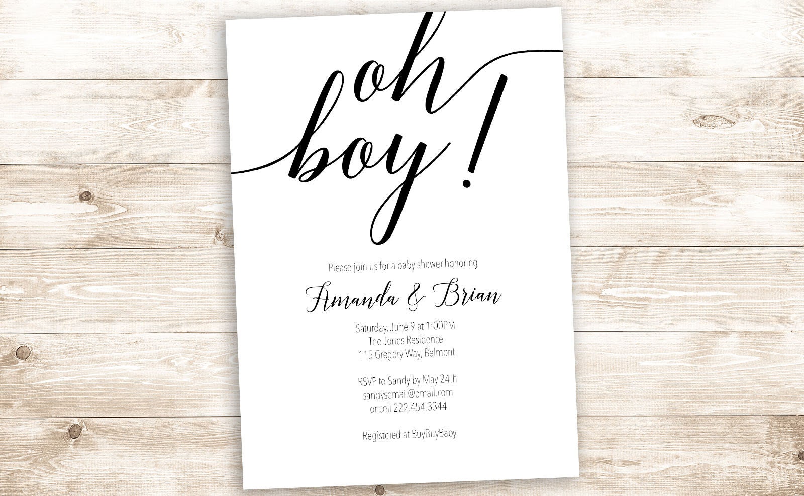 Black and White Classic Baby Shower Printable Invitation Etsy UK