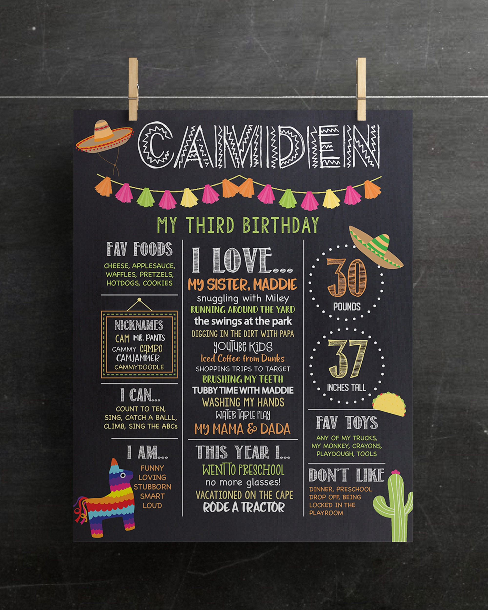 Fiesta Chalkboard Poster Fiesta Sign Birthday Sign | Etsy