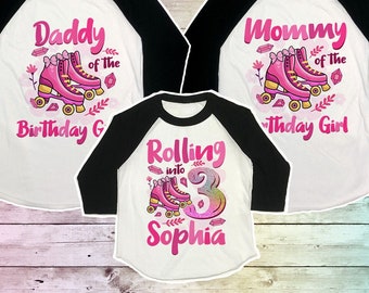 Roller skate birthday shirt, Roller Skating birthday Family shirts, Roller skating party, Roller skate shirt, Roller skate Pink Raglan