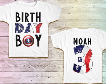 Captain America Birthday Shirt, Superhero Birthday Tshirt, Captain America Party Shirt Tee , Super Hero Outfit Theme,  Birthday Boy Shirt