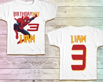 Spiderman Birthday Shirt, Spider man Birthday Tshirt, SuperHero Party Shirt Tee , Spiderman Outfit Theme, Birthday Girl Boy
