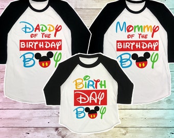 Camisa de cumpleaños de Mickey, Camisa de cumpleaños familiar de Mickey Mouse, Camisas de cumpleaños de Disney, Raglan de cumpleaños de mamá de Mickey, Camisa de cumpleaños para niños,
