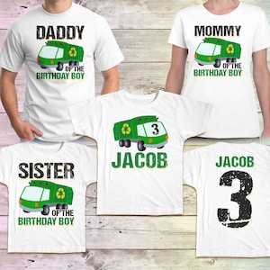 Recycle Truck Birthday Shirt, Garbage Truck Family Birthday shirt, Truck Birthday Shirts, Dump Truck Mommy Birthday White Tee, Eco Birthday,
