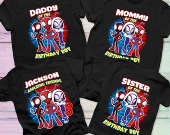 Spiderman Birthday Shirt, Spidey and his Amazing Friends Tshirt, Personalized shirt, Spidey Family Birthday Shirt, Ghost Spider, Spider tee