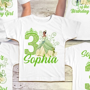 Princess Tiana Birthday Shirt, Princess Tiana Shirt, Tiana Family Birthday shirts, girls birthday shirt, princess and the frog white tee