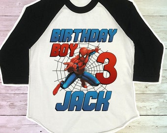 Spiderman birthday shirt, spiderman birthday party shirts, spiderman raglan shirt, 1st 2nd 3rd 4th 5th 6th 7th 8th 9th birthday shirt, tee