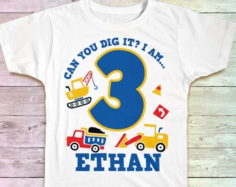 Construction Birthday Shirt, Constuction Party Shirt, Dump Truck Birthday Shirt, Bull Dozer Birthday shirt, Crane Birthday Shirt