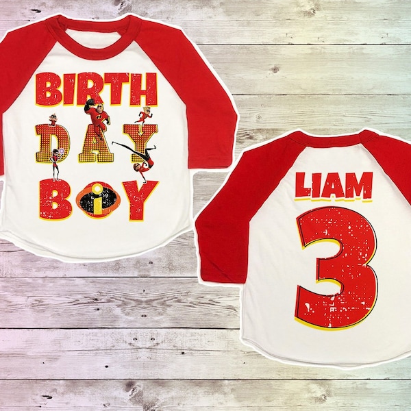 Incredibles Birthday Shirt, Incredibles Party Tshirt, Incredibles Outfit,Incredibles Birthday Party, Incredibles Red, Baseball raglan,Disney