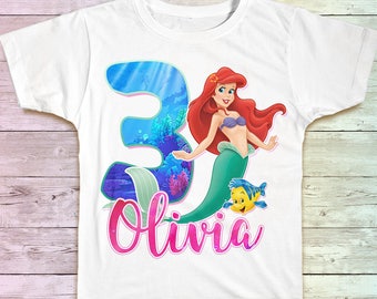 Little Mermaid Birthday Shirt, Ariel Family Birthday Tshirt