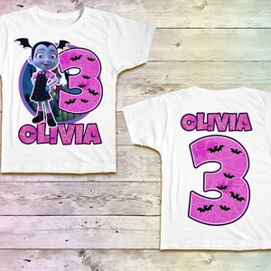 Vampirina Birthday Shirt, Vampirina Girl&#39;s Tshirt, Vampirina Outfit, Vampirina pink tee, raglan, vampirina Party Theme, Bats Spider Web
